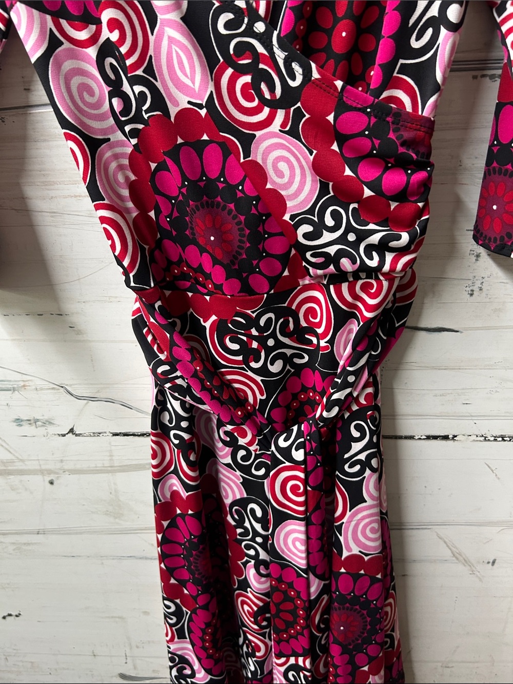 🌸❤️AB Studio Pink and Black Floral Wrap Midi Dress - Picture 5 of 5